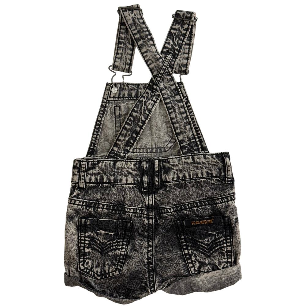 Beau Hudson Black Acid Wash Denim Overalls Size 6-12 Months - Picture 6 of 9